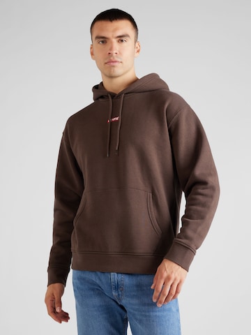LEVI'S ® Sweatshirt 'Relaxed Baby Tab Hoodie' i brun: framsida