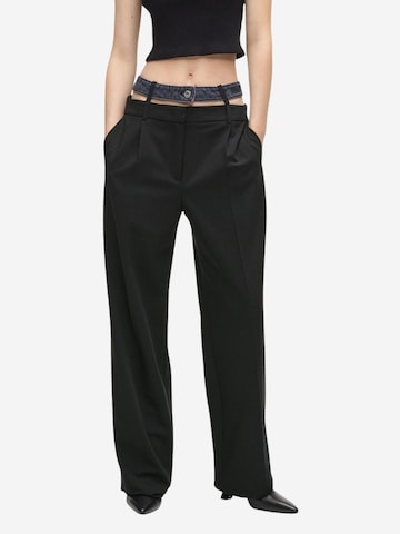KARL LAGERFELD JEANS Wide leg Byxa 'KLJ Mixed Material Pant B1W10085' i svart: framsida