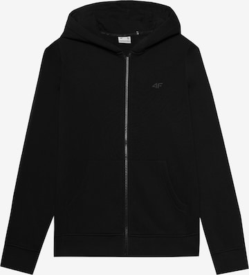 4F Athletic Zip-Up Hoodie in Black: front