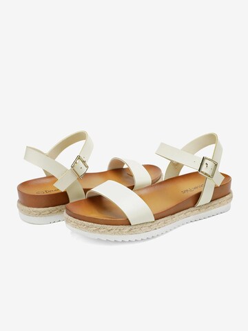 Dream Pairs Sandal 'Damen-Espadrille-Sandalen mit Knöchelriemen und Plateauabsatz' in White