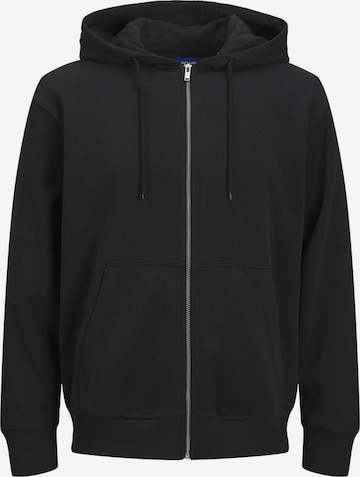 JACK & JONES Zip-Up Hoodie in Black: front