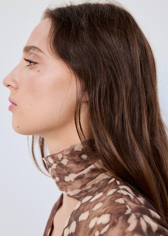 MANGO Blouse 'LIP' in Bruin