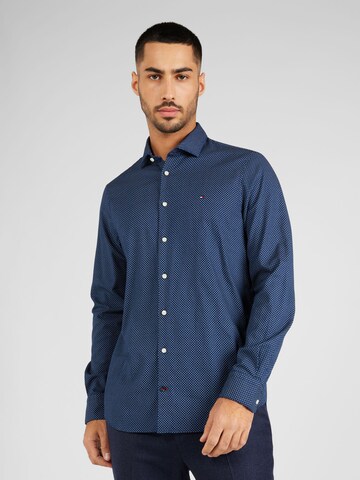 Coupe slim Chemise TOMMY HILFIGER en bleu : devant