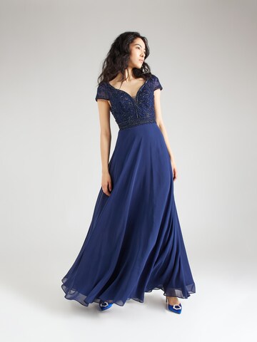 LUXUAR - Vestido de noche en azul: frente