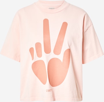 T-shirt Obey en rose : devant