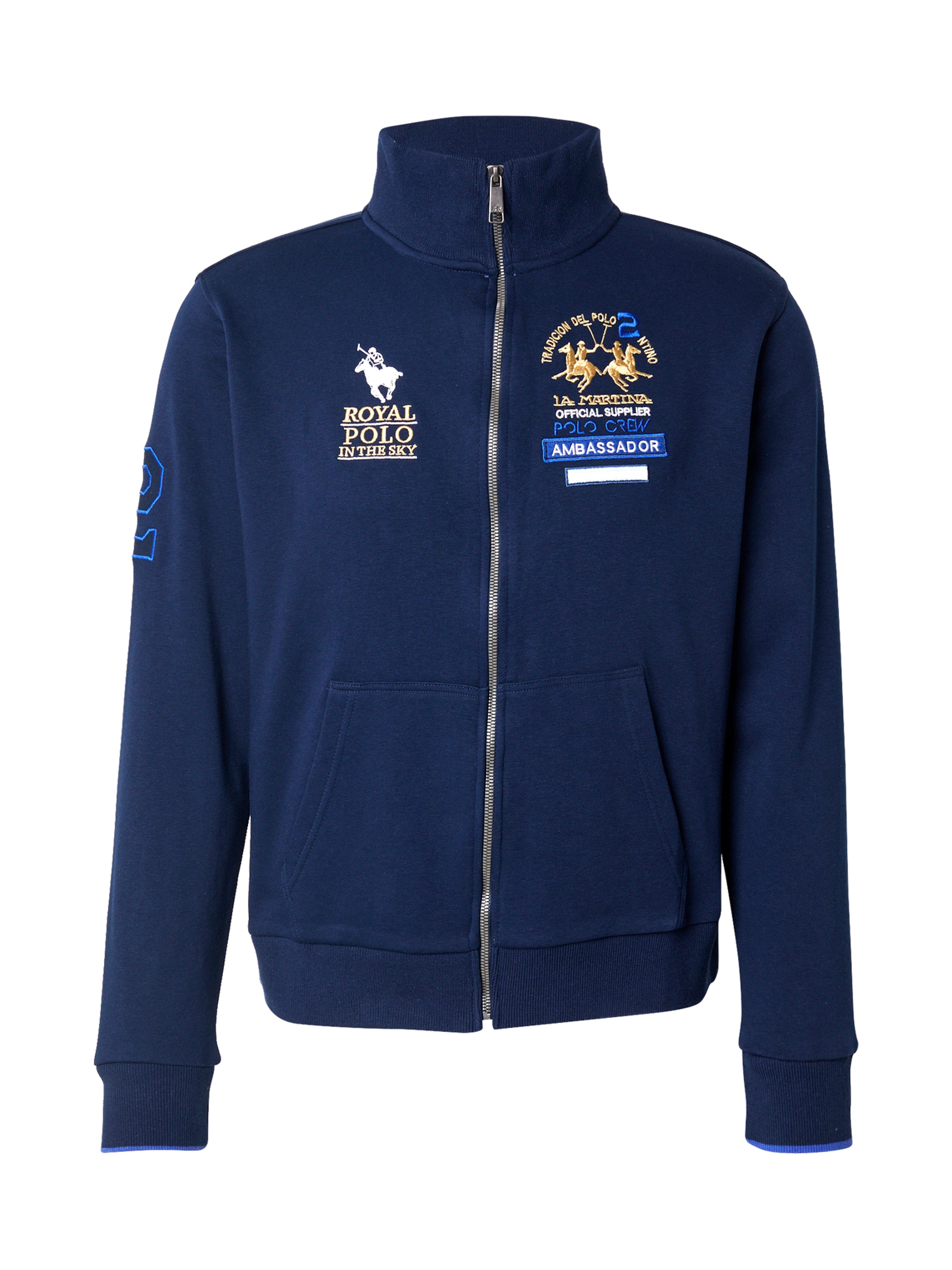 La Martina Zip-Up Hoodie in Blue: front