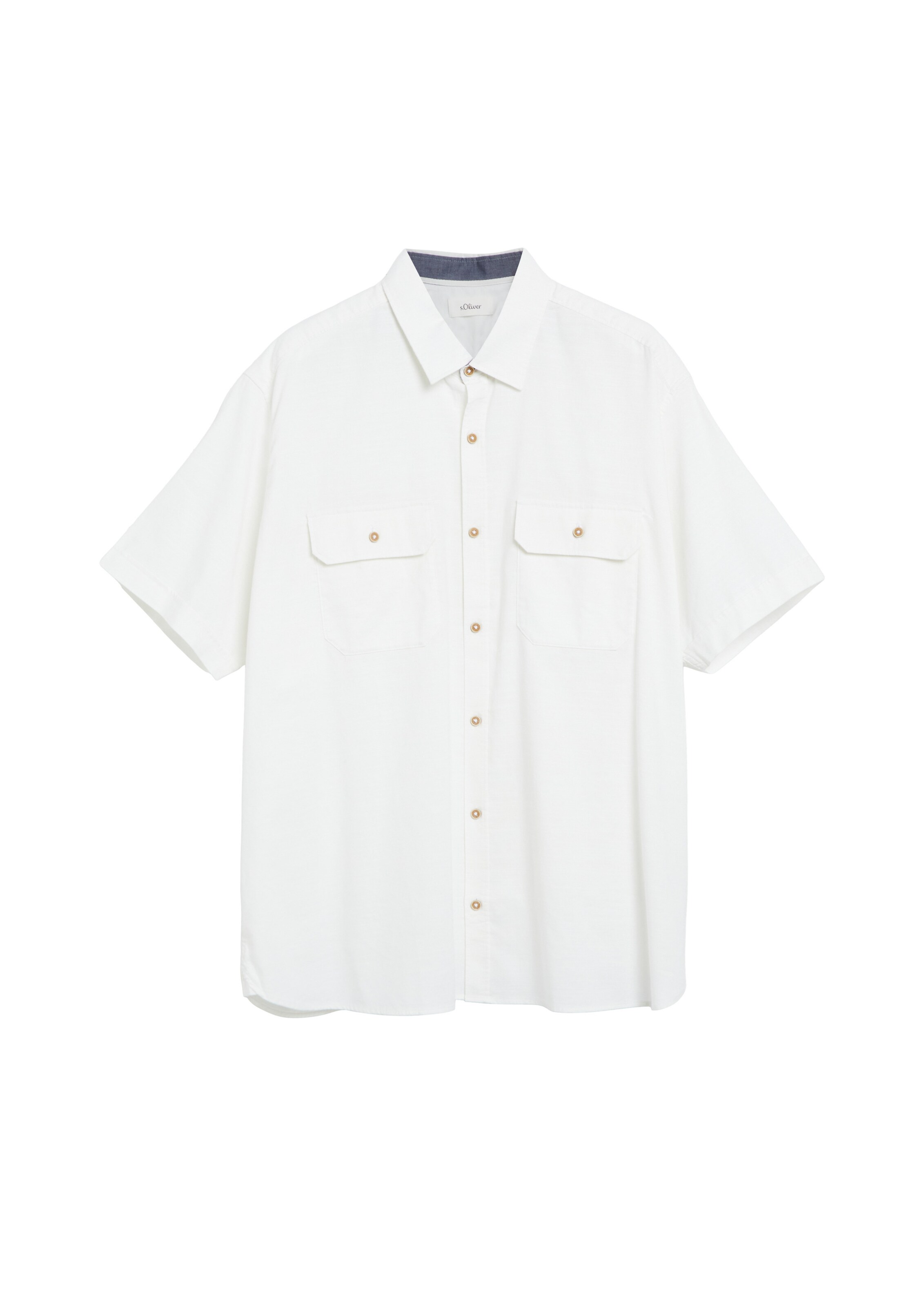 s.Oliver Men Big Sizes Button Up Shirt in Beige: front