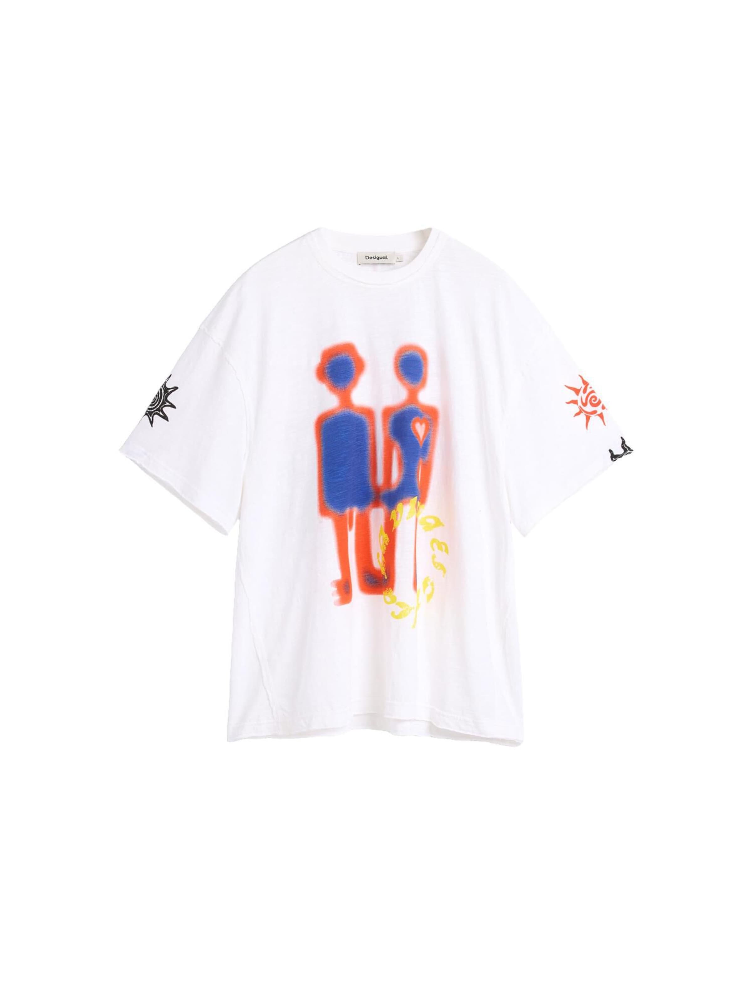 Desigual Футболка в размере L в Кобальтово-синий / Желтый / Огненно-красный / Белый, Обзор товара