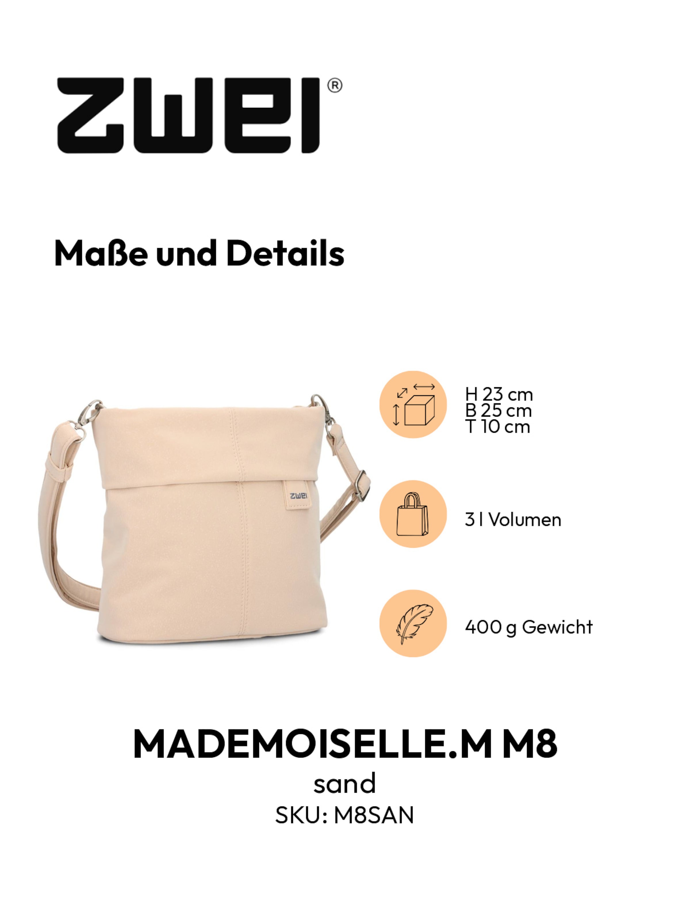 ZWEI Schoudertas 'MADEMOISELLE.M M8' in Beige