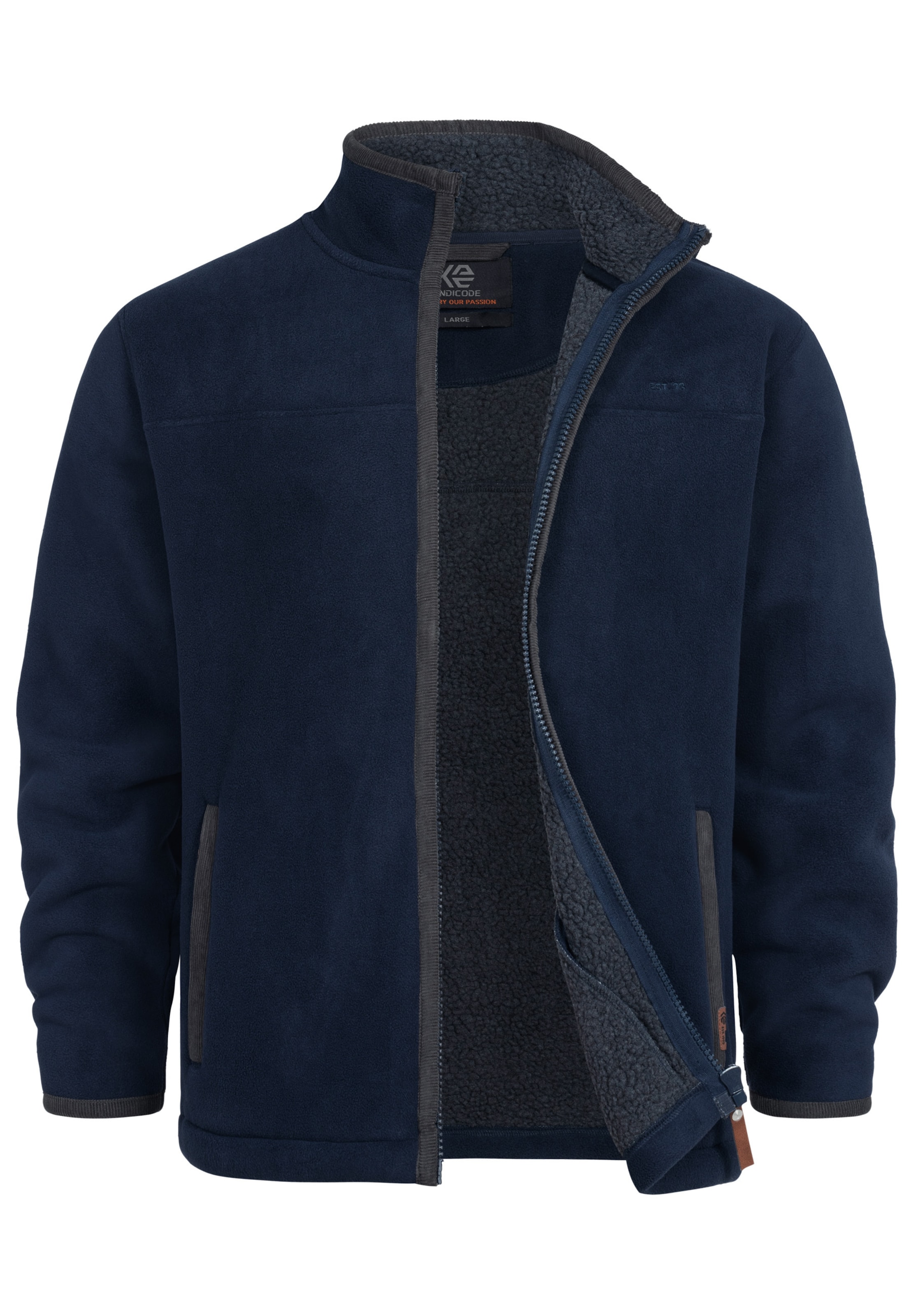 INDICODE JEANS Fleece Jacket 'Emilos' in Blue: front