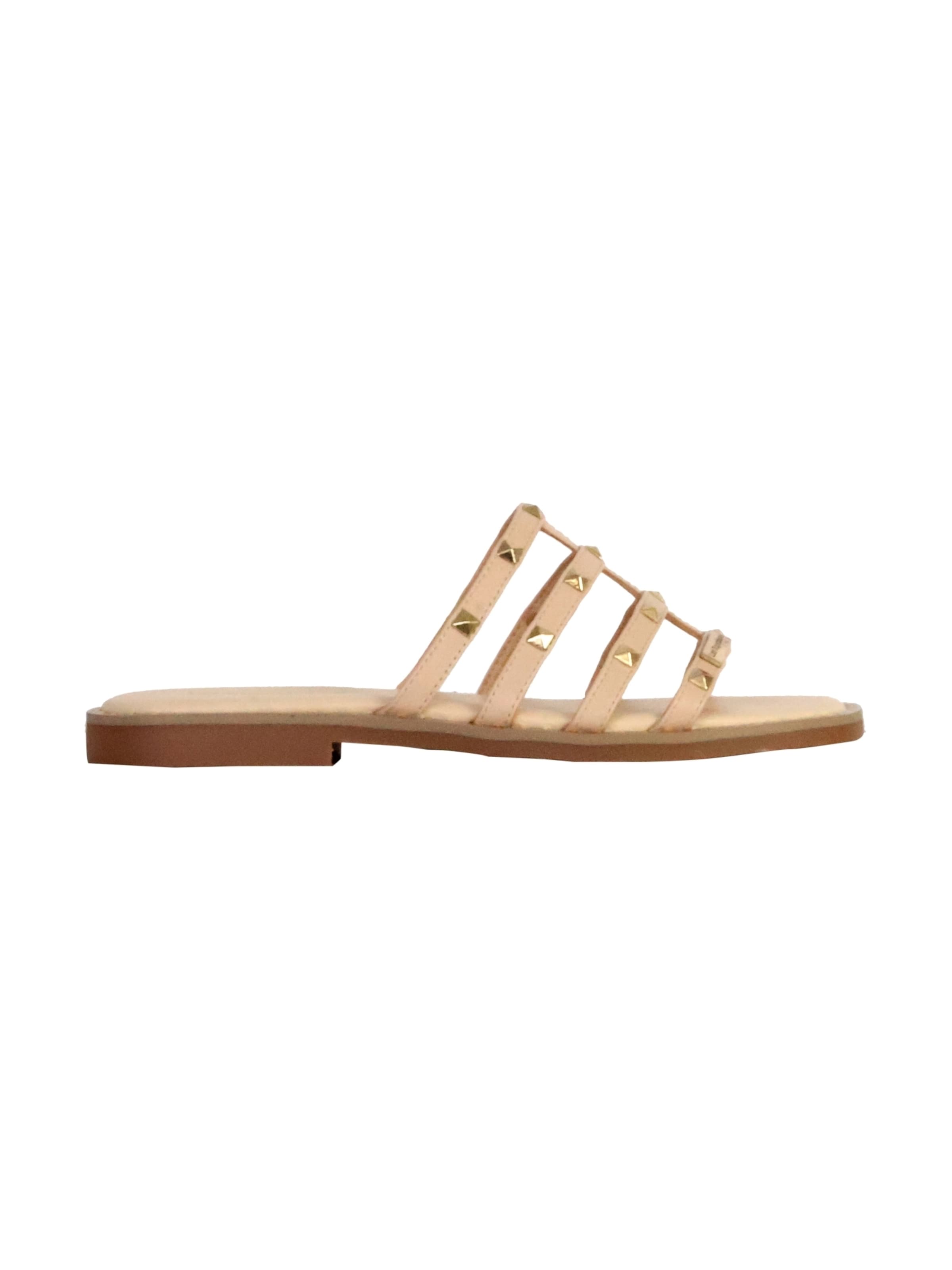 Les Tropéziennes Sandale 'Flache Sandale aus Leder Cora'‌‌‌‌ in Beige: Vorderseite