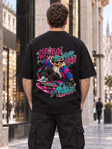 LUNØIR Studio Shirt 'TEDDY Longboard Own Angle'‌‌‌‌‌ in Schwarz