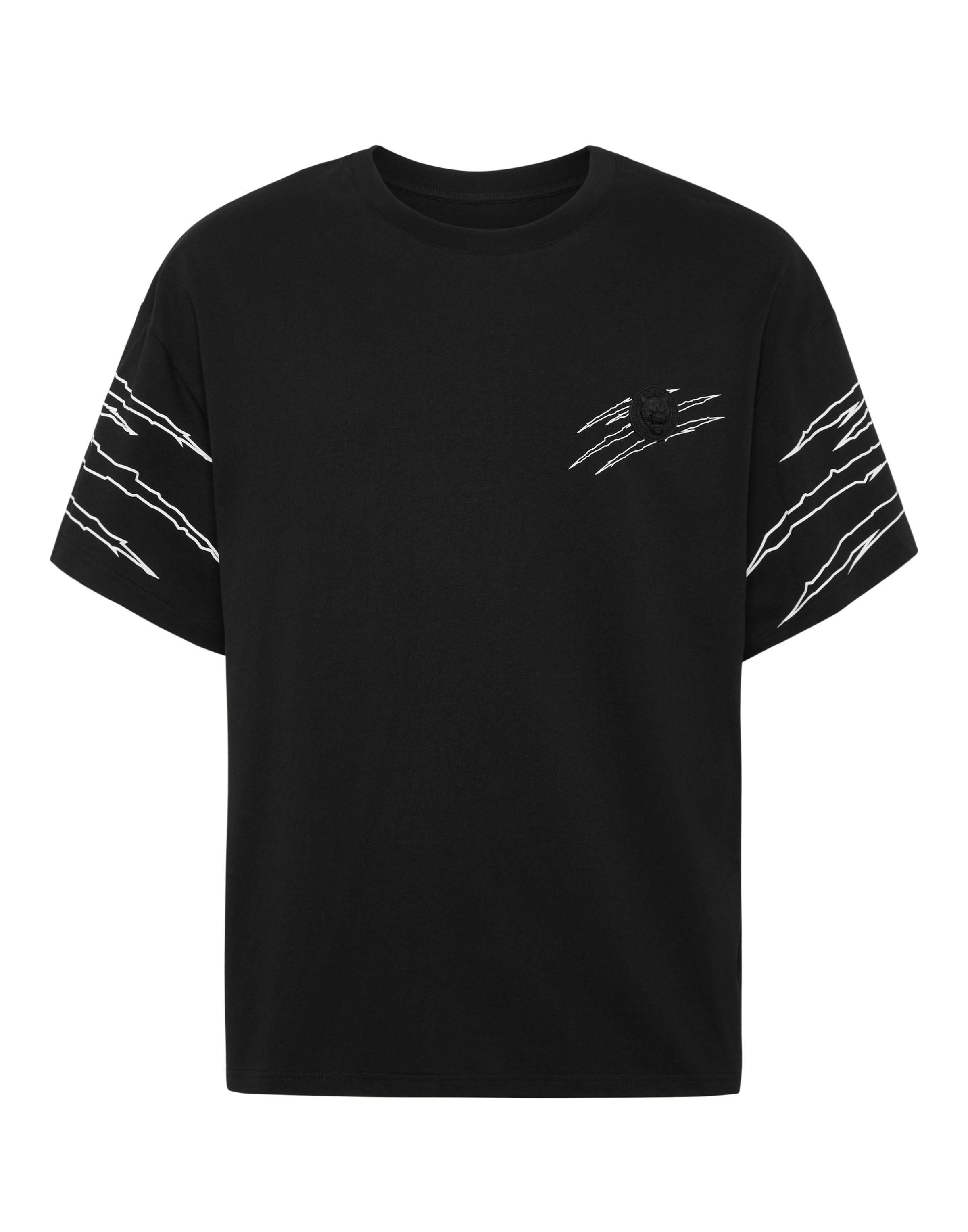 Plein Sport - Camiseta 'Scratch' en negro: frente