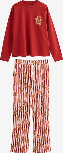 Next Pidžama 'Matching Family Christmas' u smeđa / crvena / bijela, Pregled proizvoda