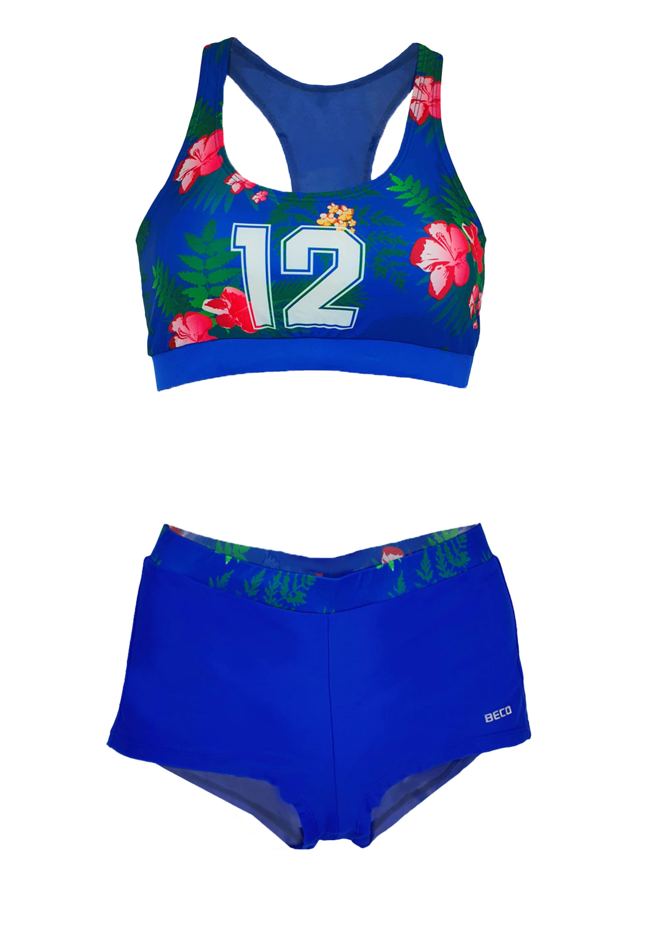 BECO the world of aquasports Bustier Bikini 'Crop Top' in Blauw: voorkant