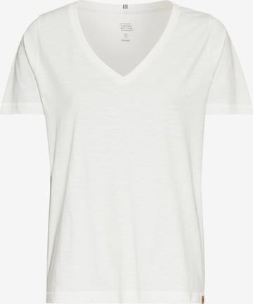 CAMEL ACTIVE T-Shirt mit V-Ausschnitt aus reiner Baumwolle in Weiß: Vorderseite