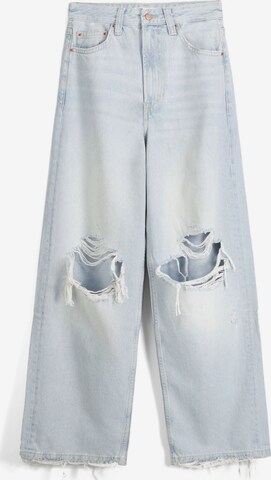 Bershka Wide leg Jeans in Blauw: voorkant