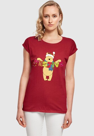 ABSOLUTE CULT Shirt 'Winnie The Pooh - Festive' in Red: front