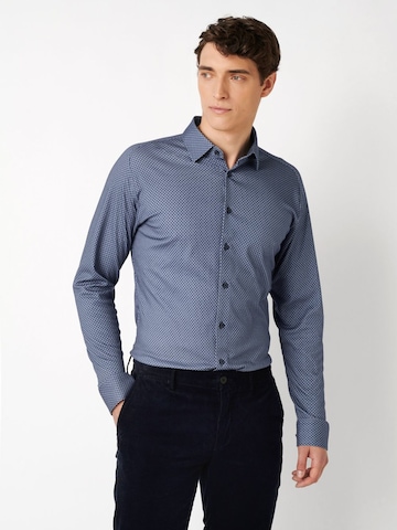 Coupe slim Chemise business DESOTO en bleu : devant