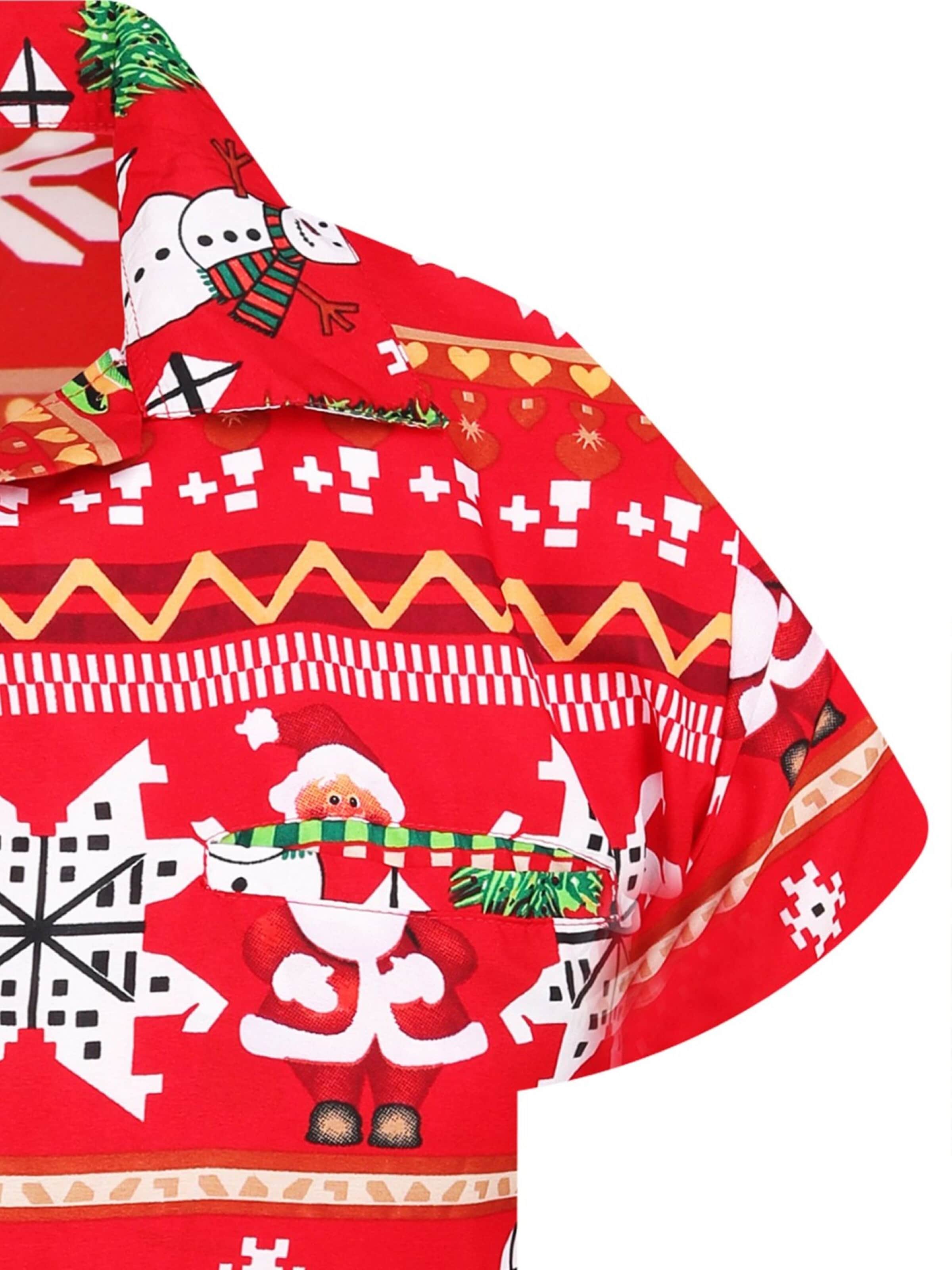 King Kameha Regular Fit Hemd 'Christmas Rows'‌ in Rot