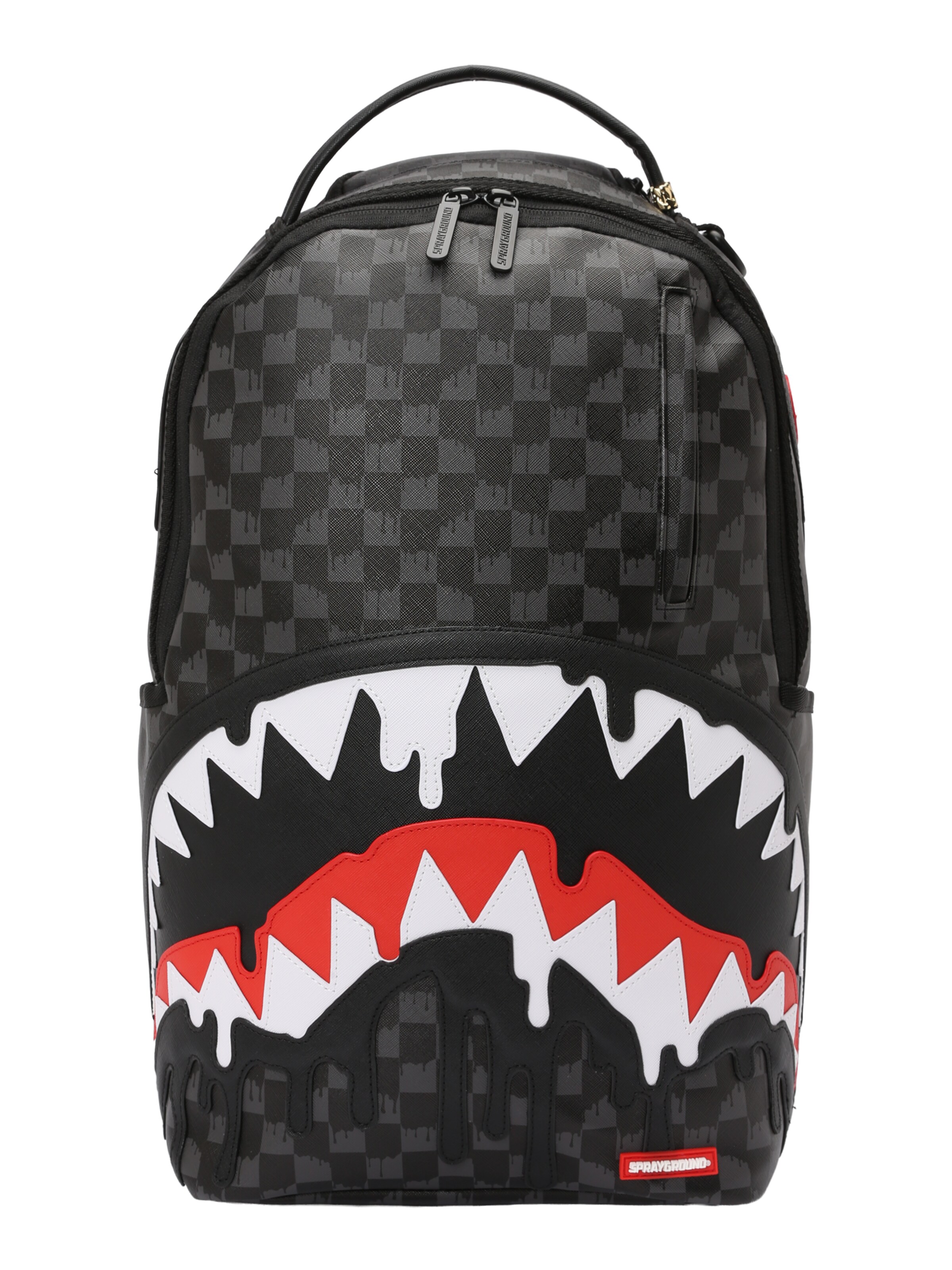 Sprayground Backpack 'DRIPPING SHARKS IN PARIS' in Grey: front