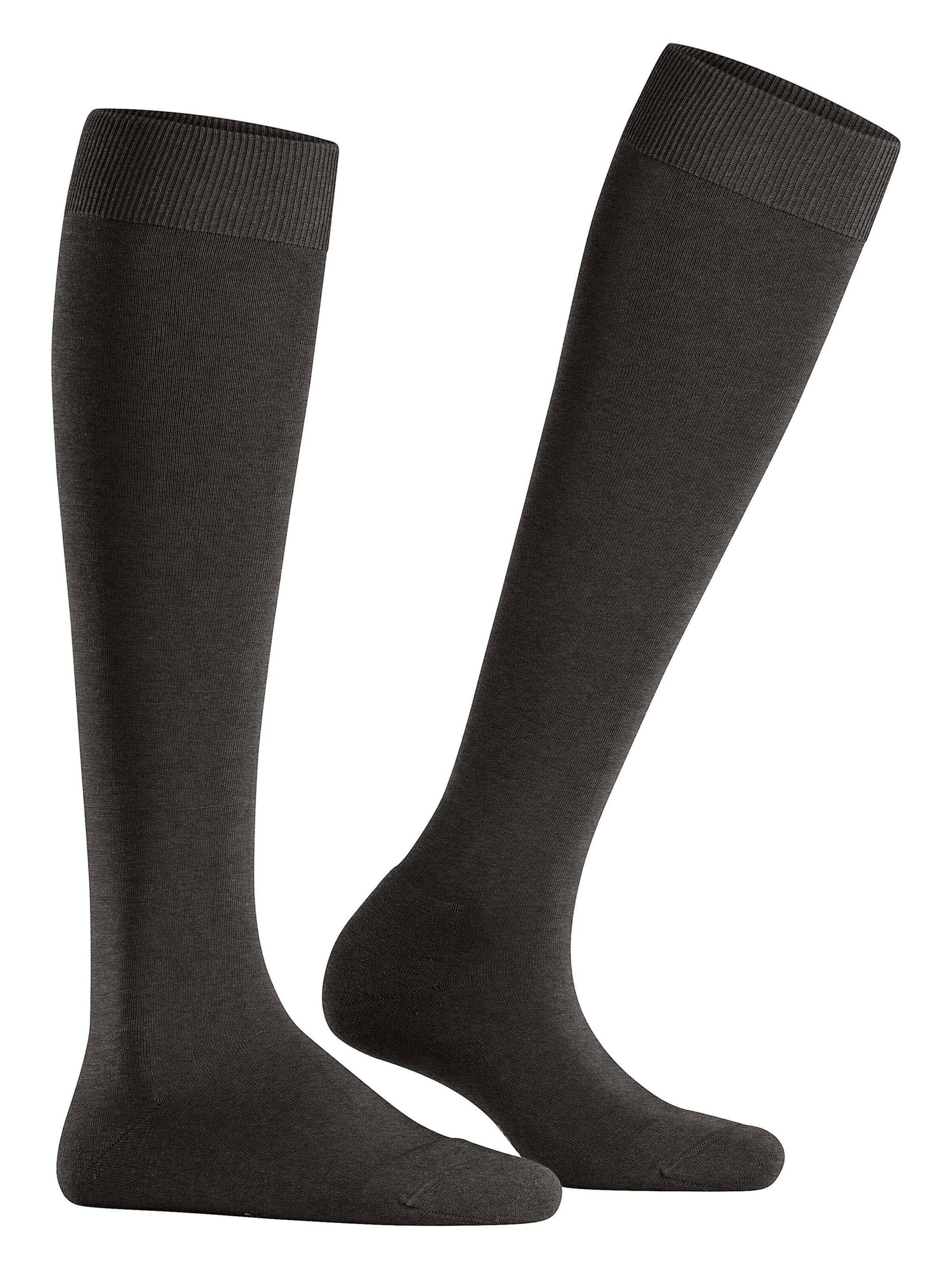 FALKE Knee High Socks 'ClimaWool' in Grey: front