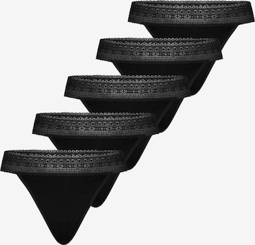 Mey Thong 'Modal Lace' in Black: front