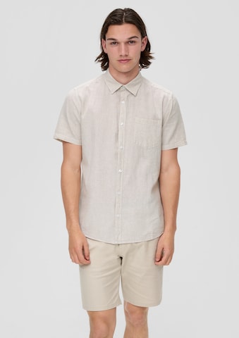 QS Slim fit Overhemd in Beige: voorkant