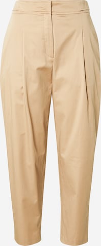 s.Oliver BLACK LABEL Tapered Pleat-Front Pants in Beige: front