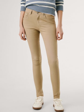 Coupe slim Pantalon 'THELMA' Pepe Jeans en beige : devant
