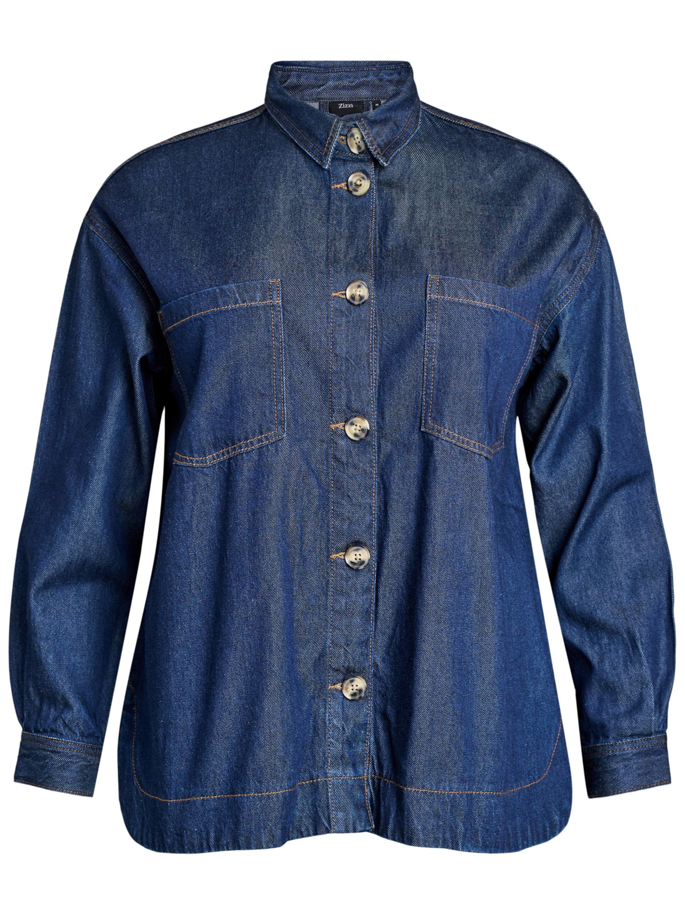 Zizzi Blouse 'Dami' in Blauw: voorkant