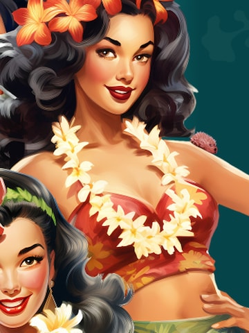 Hawaiihemdshop.de Regular fit Overhemd 'Hawaiihemd "Girls of Hawaii"' in Groen