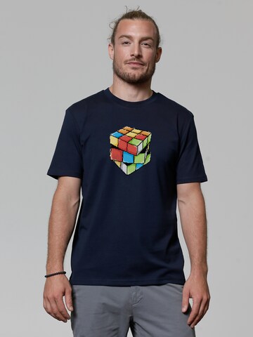 T-Shirt 'Pixel Zauberwürfel' Watapparel en bleu : devant