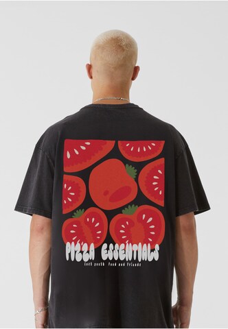 Lost Youth Shirt 'Pizza Essentials' in Zwart: voorkant