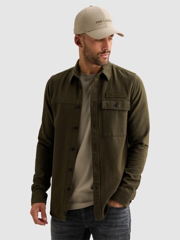 PME Legend Button Up Shirt 'Shirt with two-tone herringbone texture' in Green: front