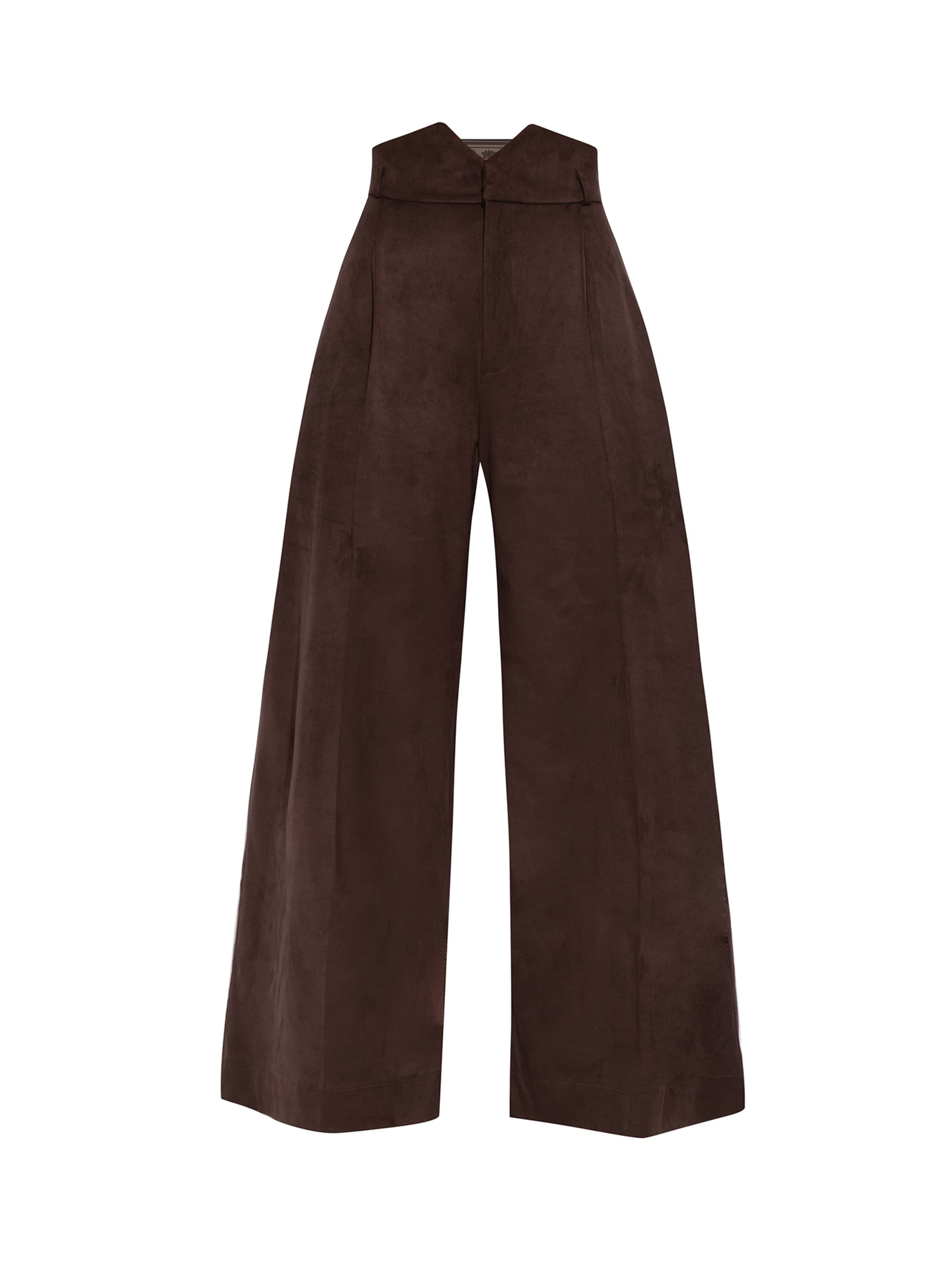 JIORO Wide leg Broek 'ESSENTIALS' in Bruin: voorkant