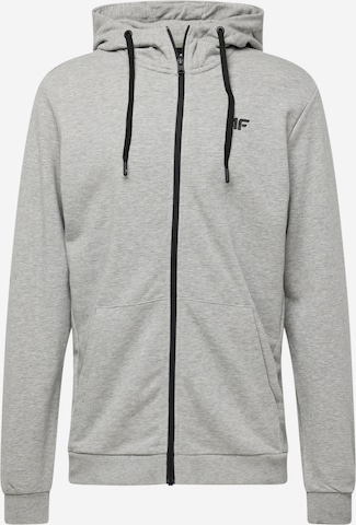 4F - Sudadera con cremallera deportiva en gris: frente