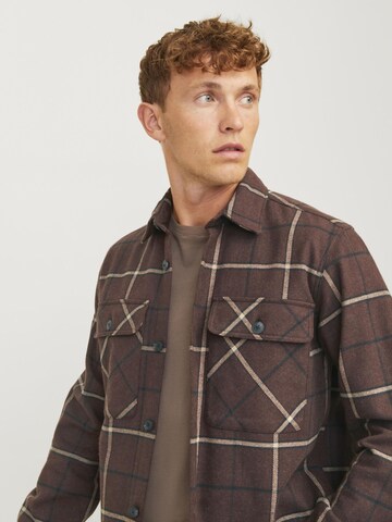 JACK & JONES Comfort fit Button Up Shirt 'JPRRaymond' in Brown