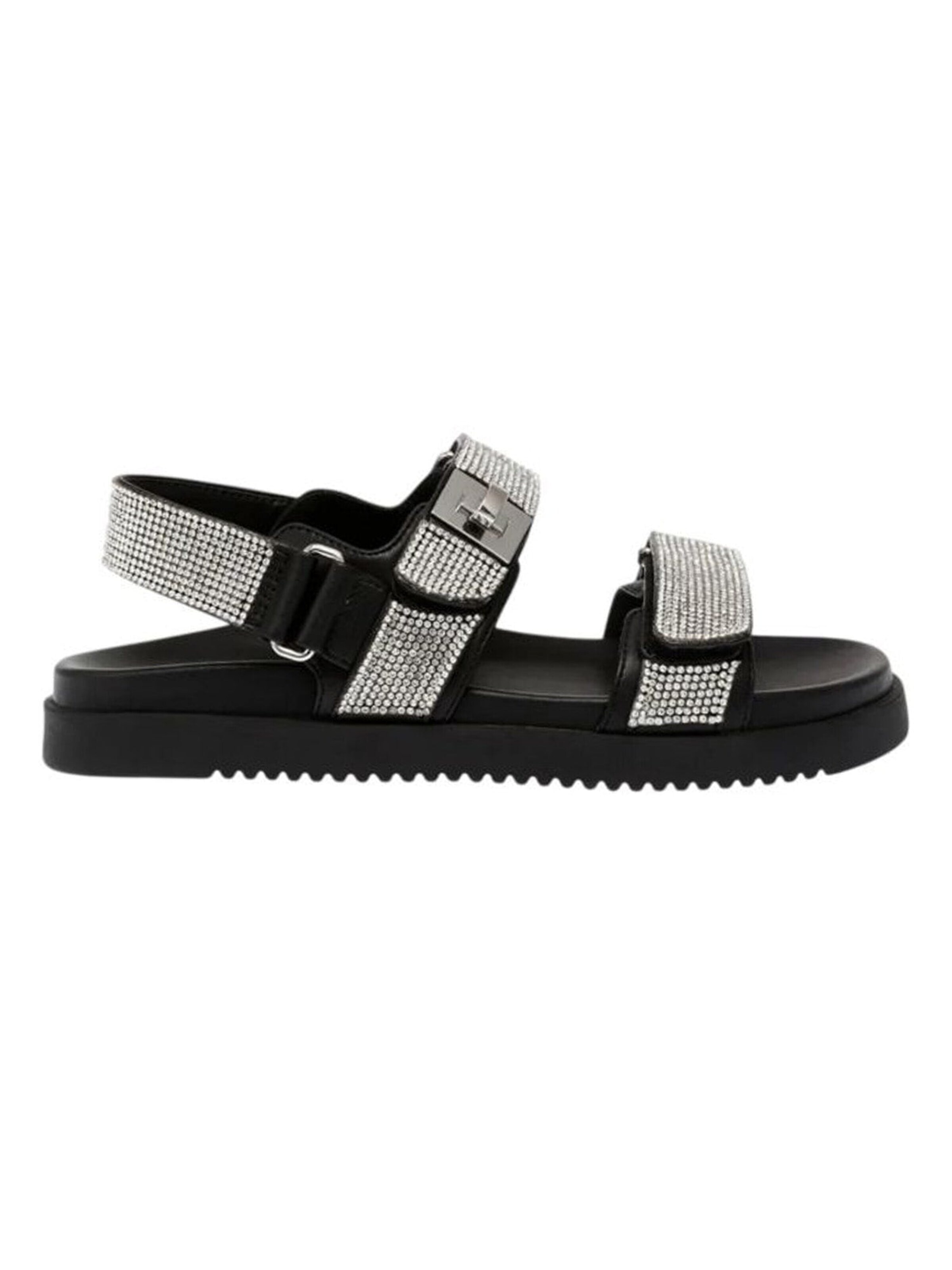 STEVE MADDEN Sandaler 'MONA RHINESTONE BLACK / SILVER' i sort: forside