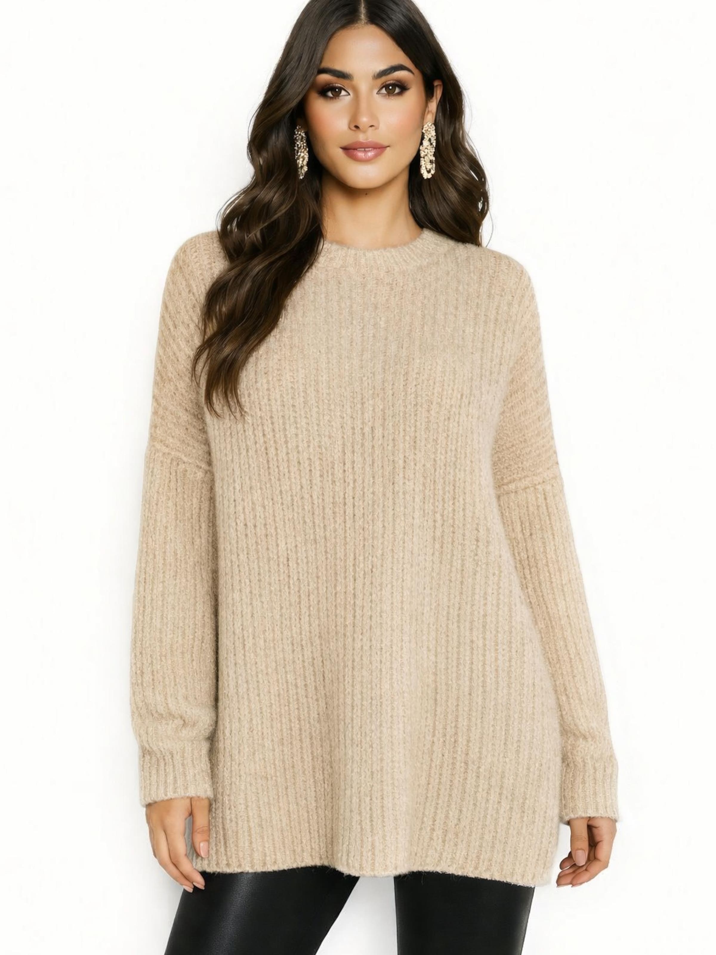 Worldclassca Oversizepullover 'Dicker'‌‌‌ in Beige: Vorderseite