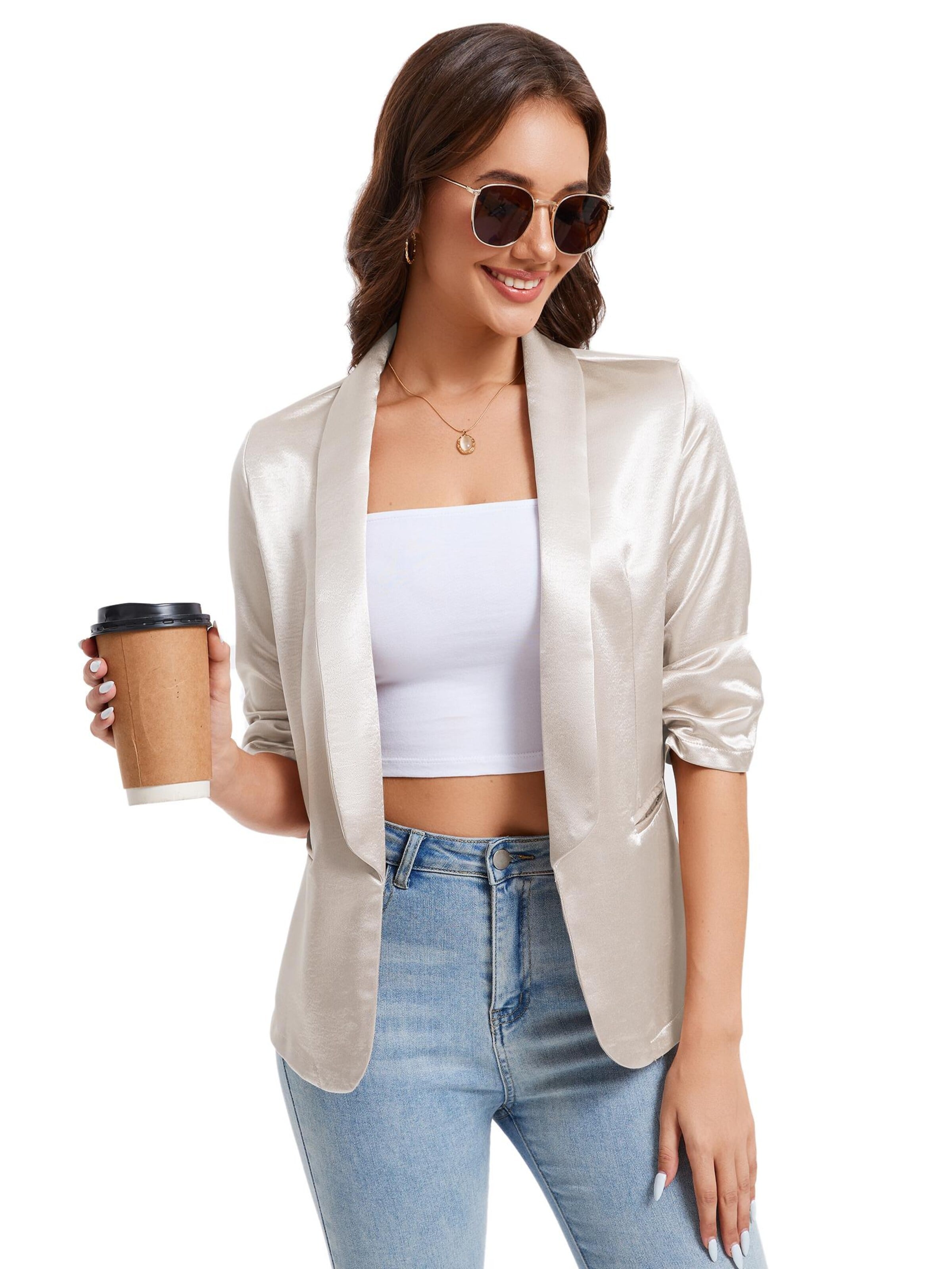 Yesfashion Marynarka w kolorze biały