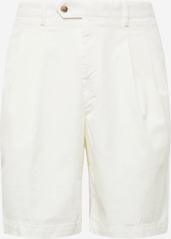 Oscar Jacobson Regular Pleat-Front Pants in White: front