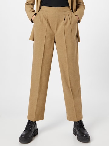 TOM TAILOR Pleat-Front Pants in Brown: front