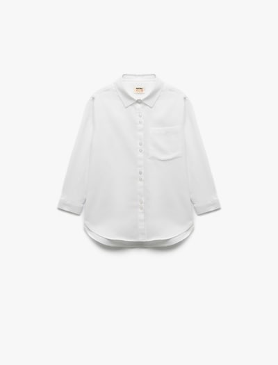 Koton Blouse ' Koton Langarm Basic Baumwollhemd ' in White, Item view