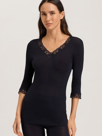 Hanro Undershirt ' Woolen Lace ' in Black: front