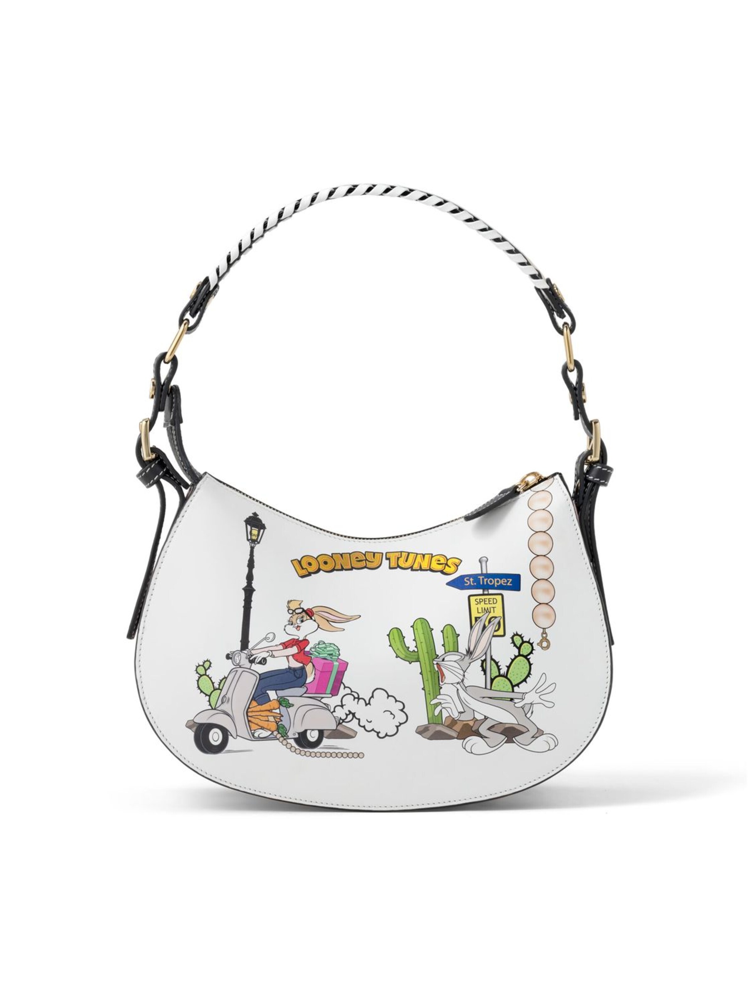 Braccialini - Bolso de hombro 'Ginevra Looney Tunes' en blanco