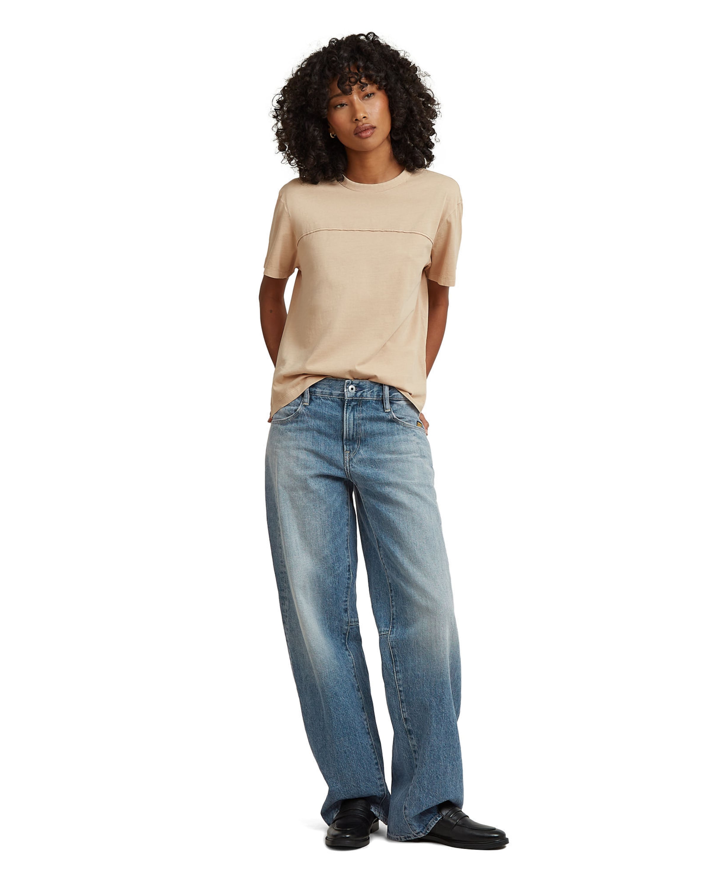 G-STAR Shirt 'Washed Seam T-Shirt' in Beige