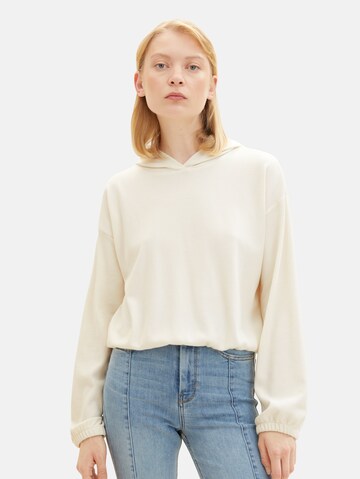 TOM TAILOR DENIM Sweatshirt i hvid: forside