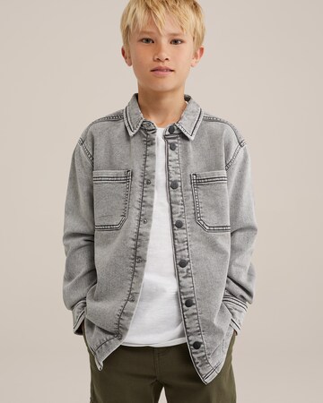 WE Fashion Regular fit Button Up Shirt in Grey: front