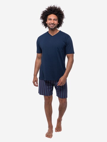 Ammann Pyjama kort 'Night & Home Cotton' in Blauw